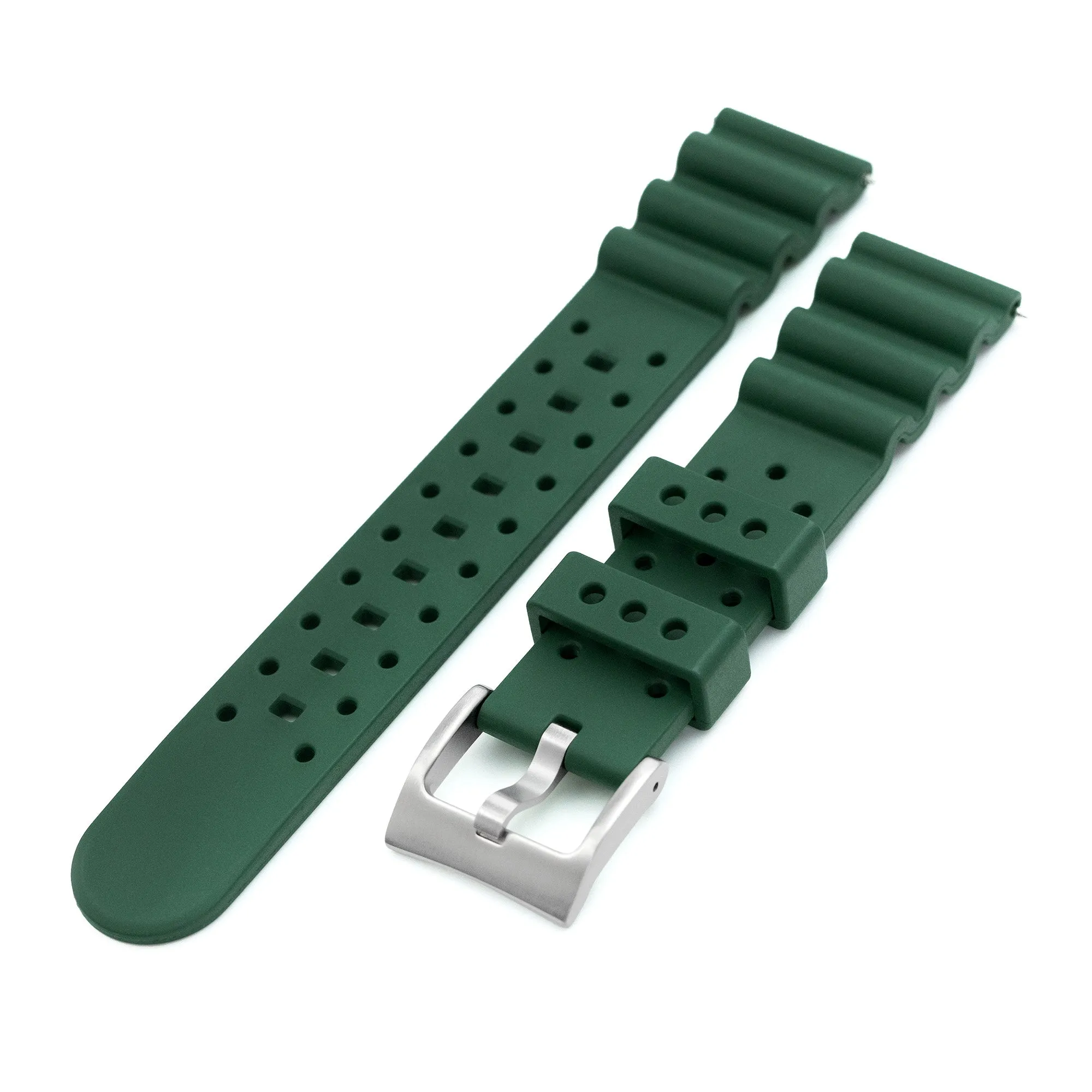 20mm Straight End Dark Green Diver FKM Rubber Quick Release