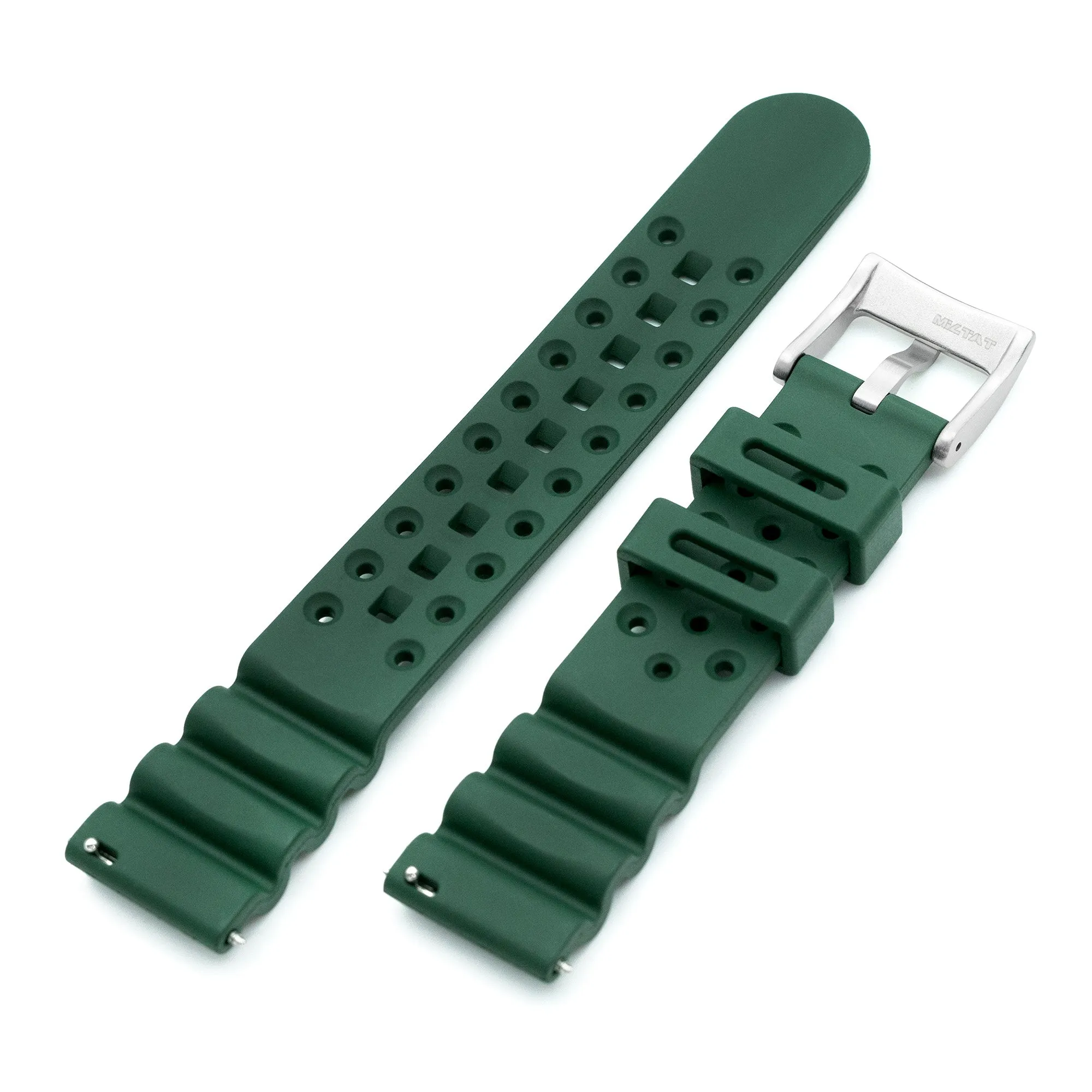 20mm Straight End Dark Green Diver FKM Rubber Quick Release