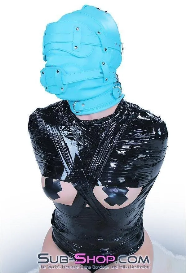 3710RS     Deep Throat Diamond Blue Locking Hood with Removable Penis Gag & Blindfold