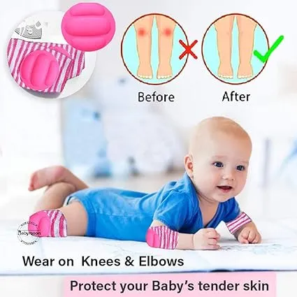 Babymoon Kids Padded Knee Pads for Crawling, Anti-Slip Stretchable Cotton Pack of 6 - Multi