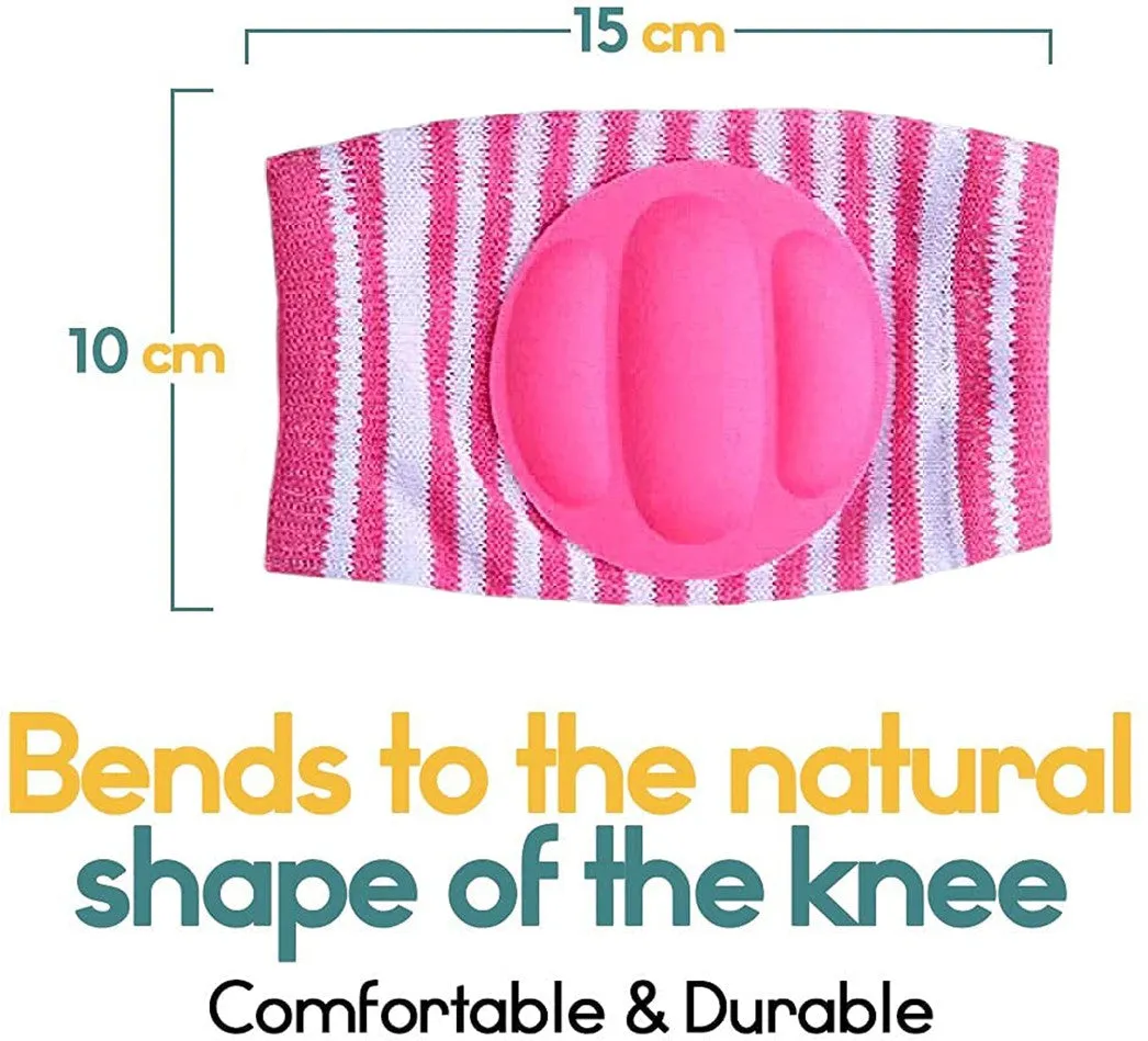 Babymoon Kids Padded Knee Pads for Crawling, Anti-Slip Stretchable Cotton - Pink