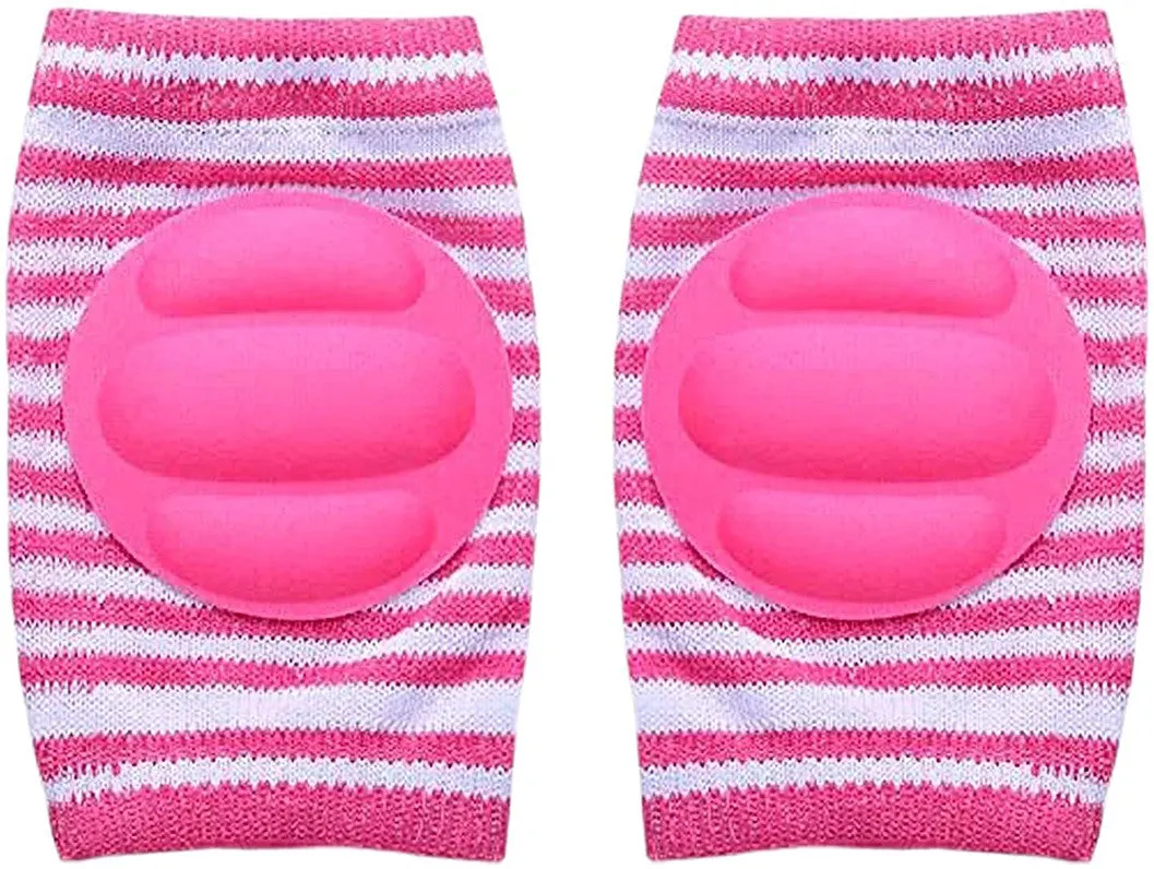 Babymoon Kids Padded Knee Pads for Crawling, Anti-Slip Stretchable Cotton - Pink