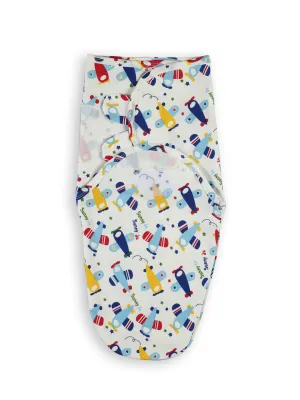 Babymoon Organic Designer Cotton Swaddle Wrap - Blue Aeroplane