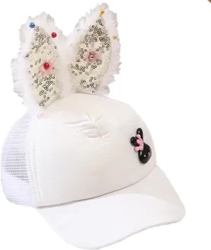 Babymoon Rabbit Ears Summer Cap Hat - White