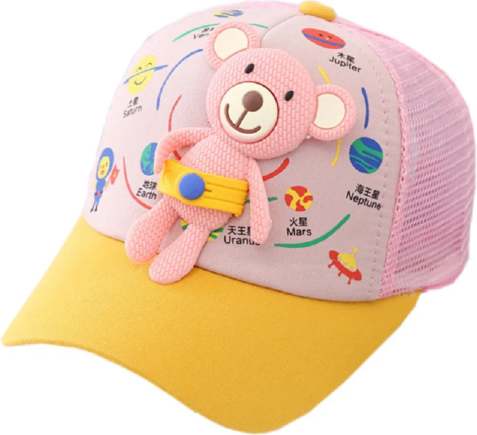 Babymoon Teddy Summer Cap Hat For Baby Kids - Pink