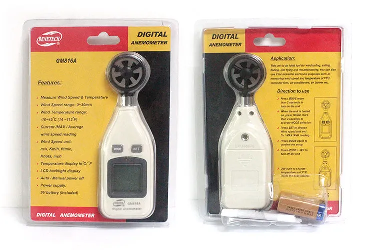 Benetech GM816A Digital Wind Speed Anemometer with Wind Chill Temperature Thermometer Function