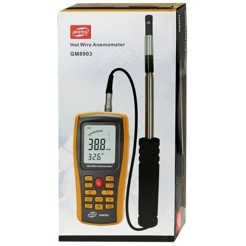 Benetech GM8903 Hot Wire Digital Anemometer 0~30m/s Air Temperature Meter 0~45C Wind Speed Flow Tester with USB