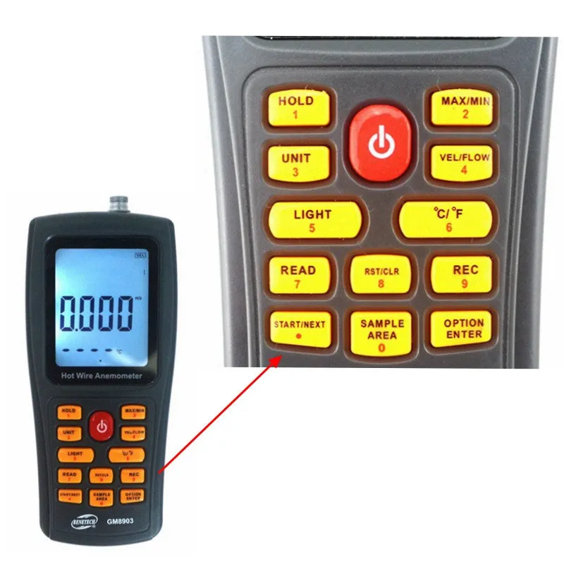 Benetech GM8903 Hot Wire Digital Anemometer 0~30m/s Air Temperature Meter 0~45C Wind Speed Flow Tester with USB