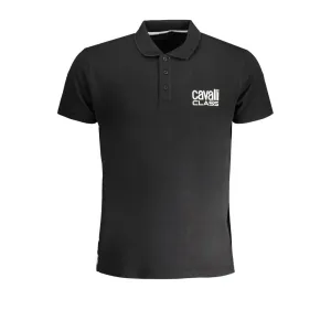 Cavalli Class Black Cotton Polo Shirt