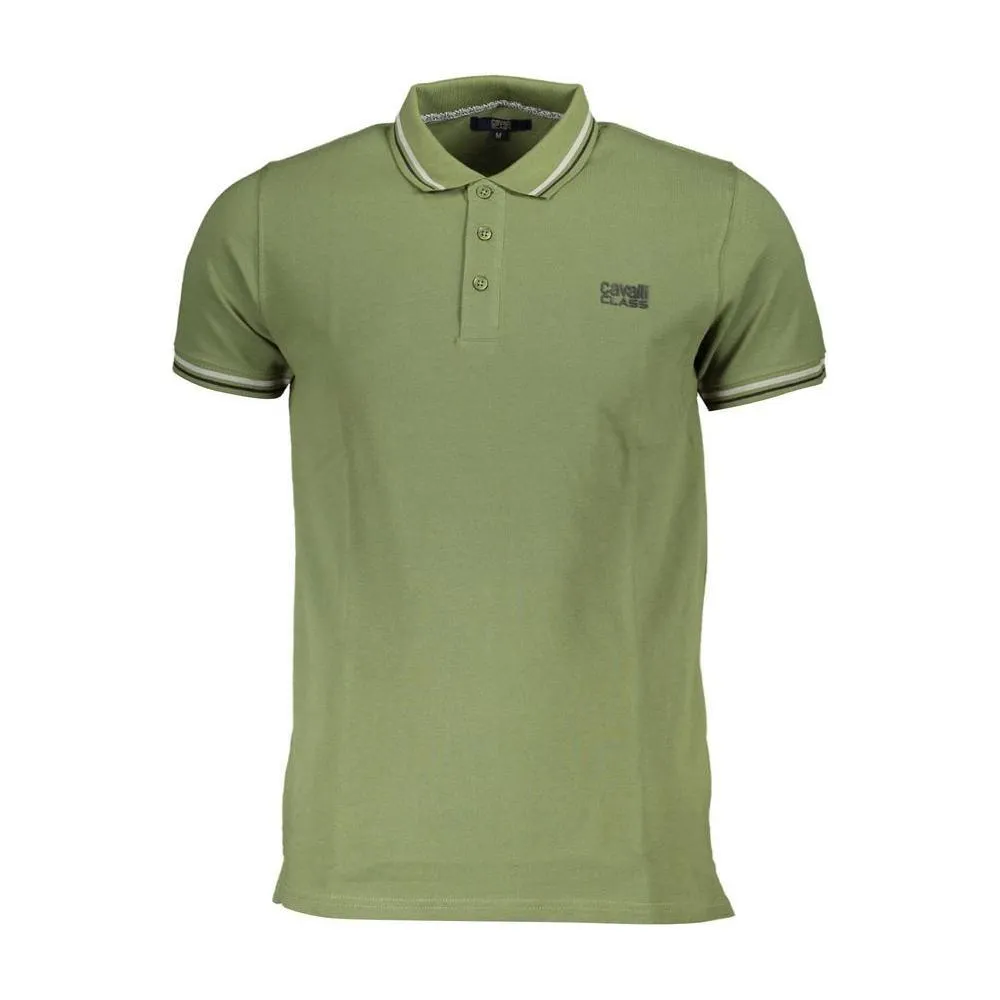 Cavalli Class Green Cotton Polo Shirt