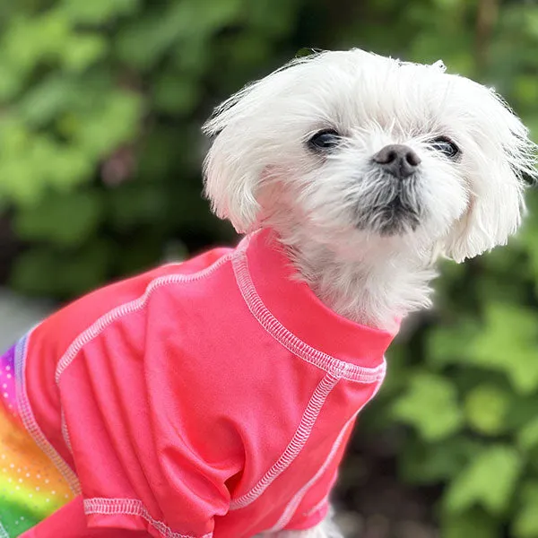 Cooling UPF 50  Sun Shirt - Neon Coral Rainbows