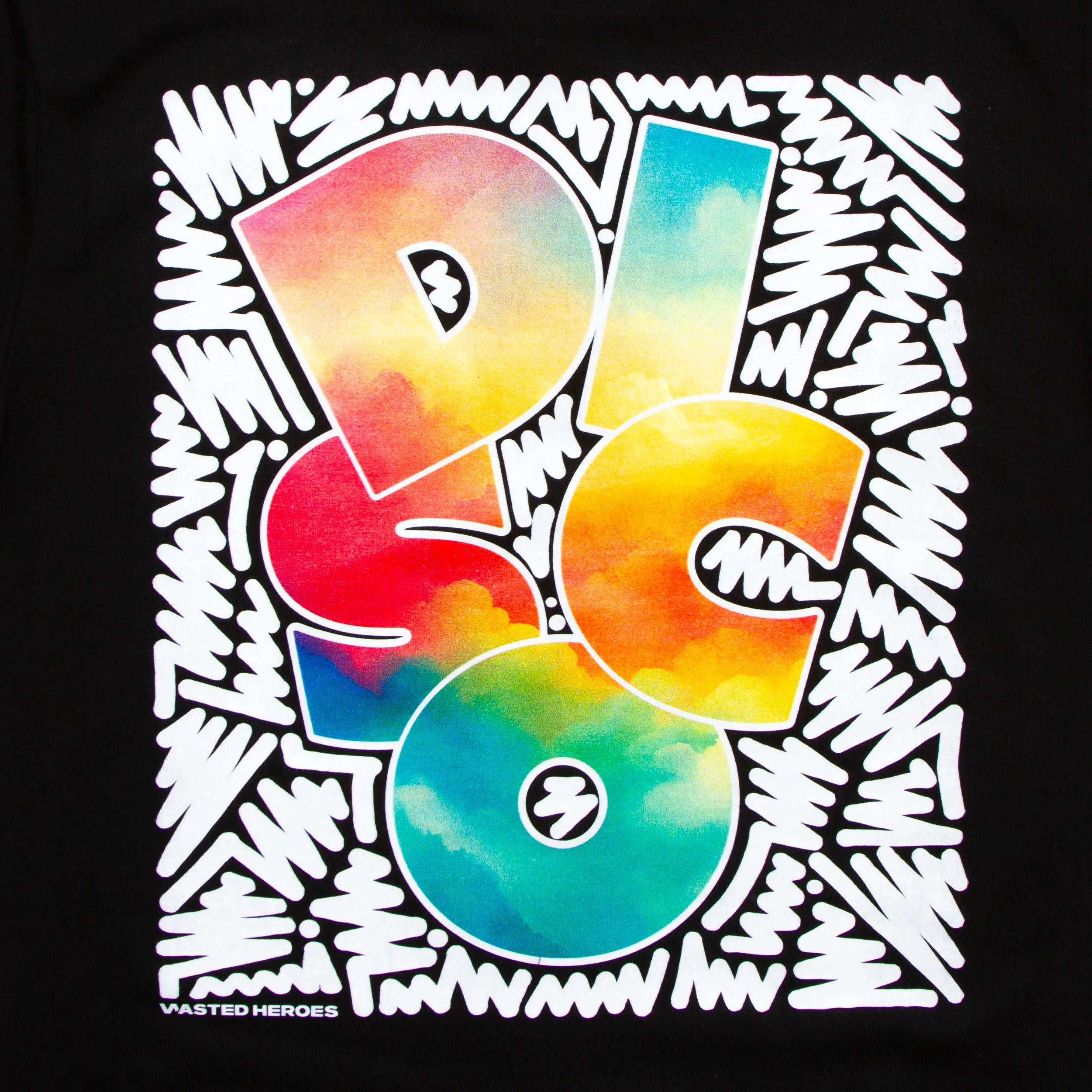 Doodle Disco Front Print - Tshirt - Black