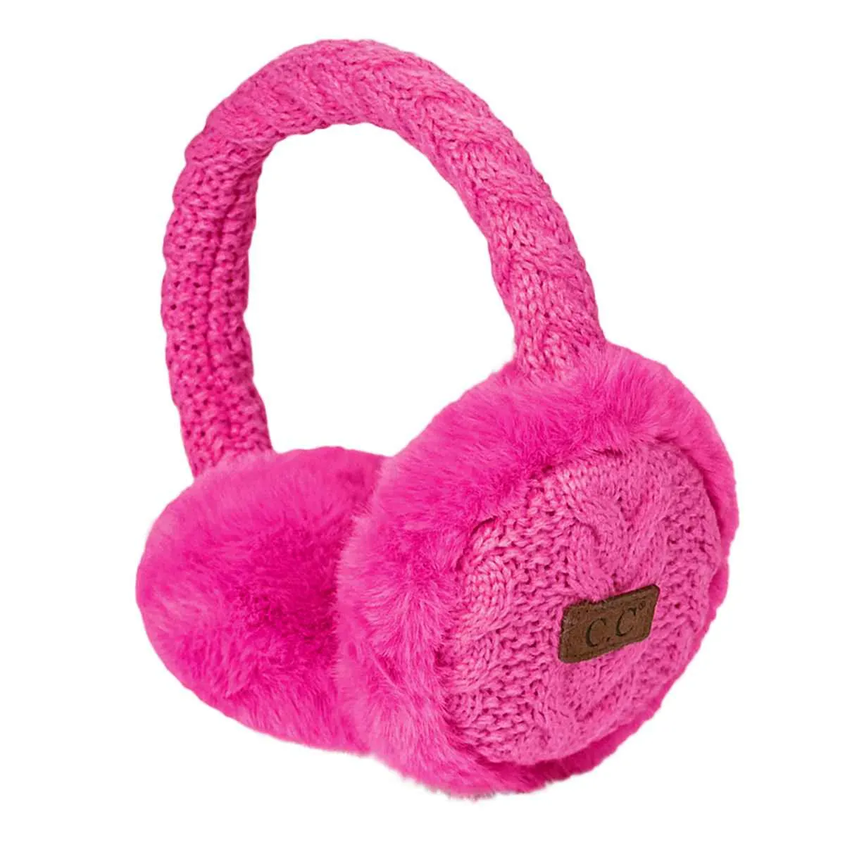 EM3661 Cable Knit Furry Earmuffs