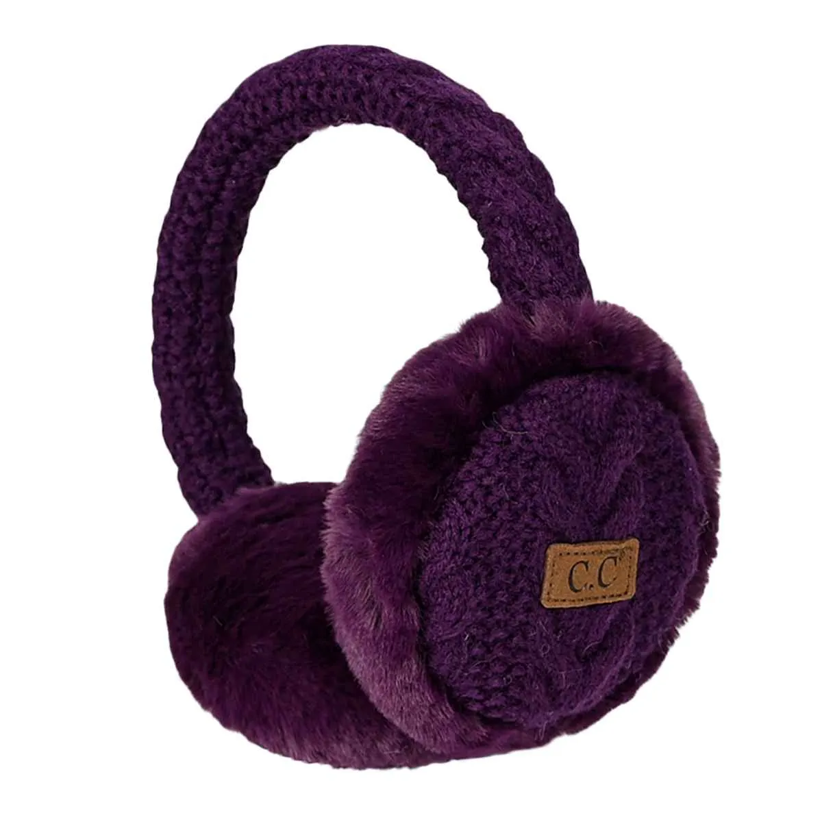 EM3661 Cable Knit Furry Earmuffs