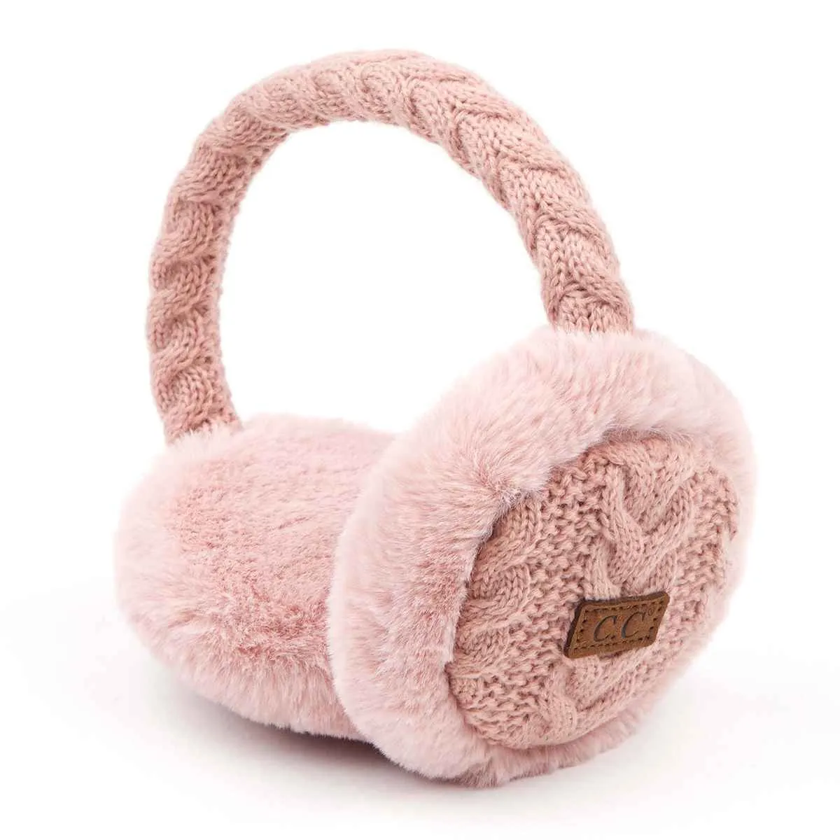 EM3661 Cable Knit Furry Earmuffs