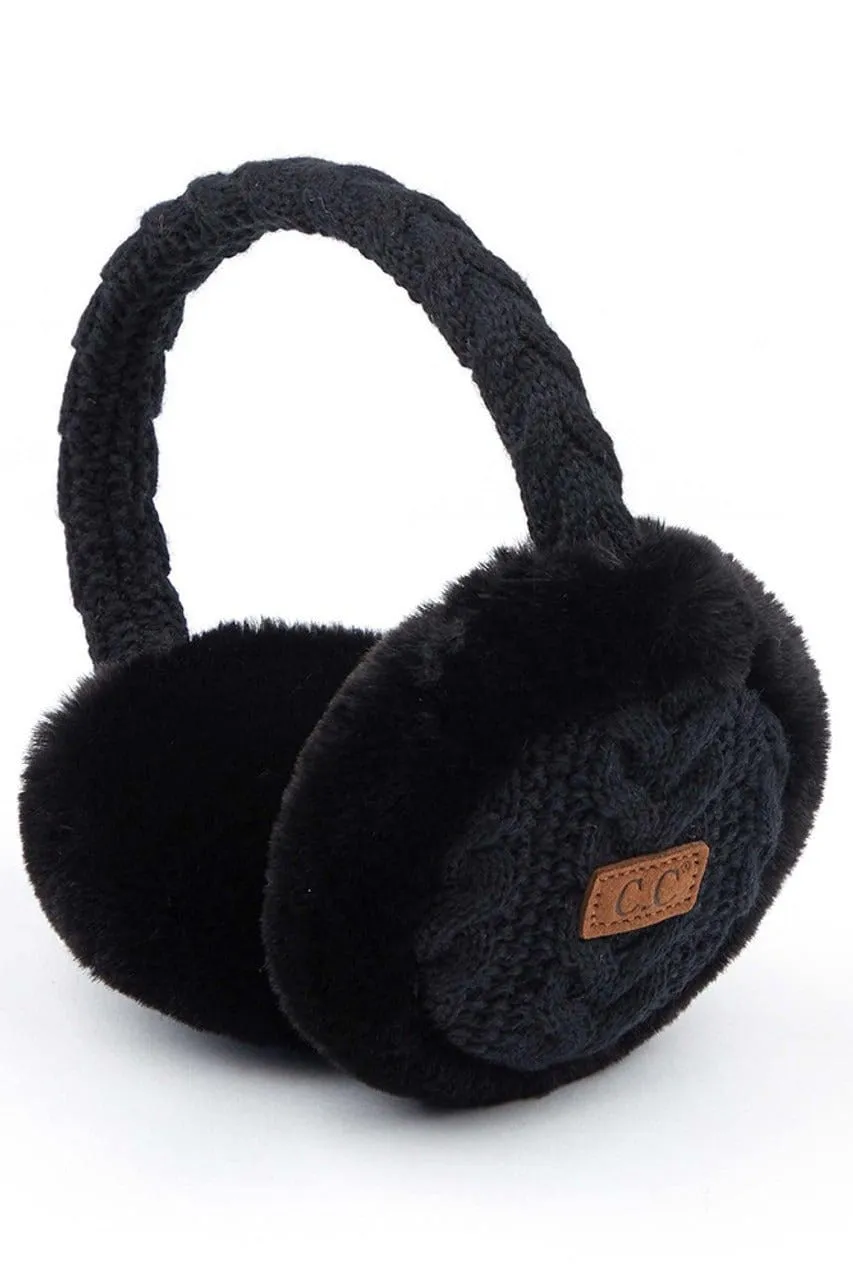 EM3661 Cable Knit Furry Earmuffs