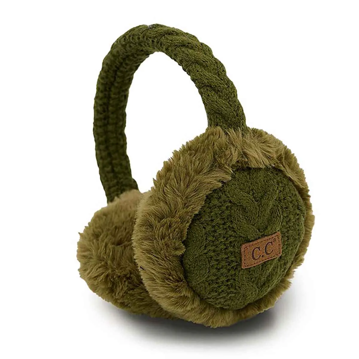 EM3661 Cable Knit Furry Earmuffs