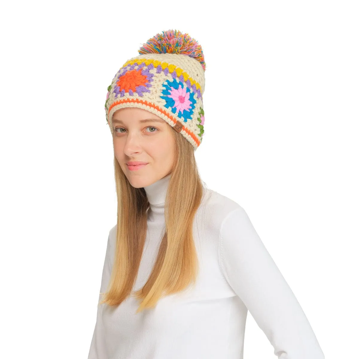 HTE0115 Handmade Crochet Pom Beanie