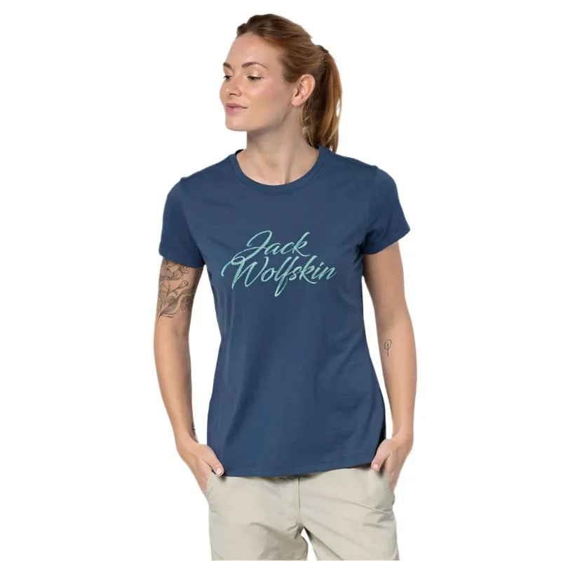 Jack Wolfskin Women's Brand Tee Shirt - Ocean Wave