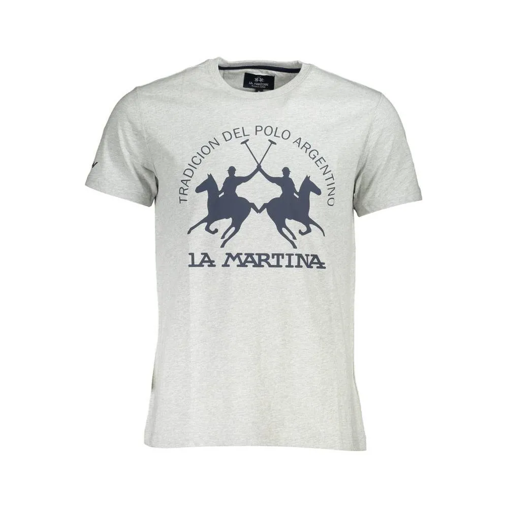 La Martina Gray Cotton Men T-Shirt