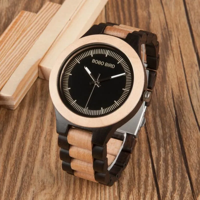 Men's Striped Wooden Watches