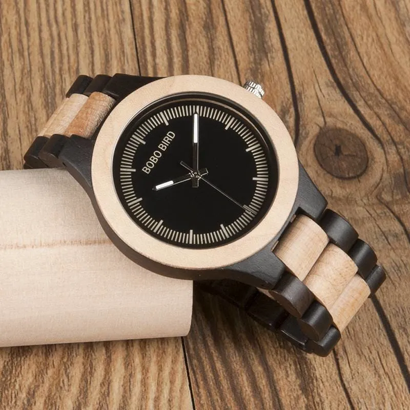 Men's Striped Wooden Watches