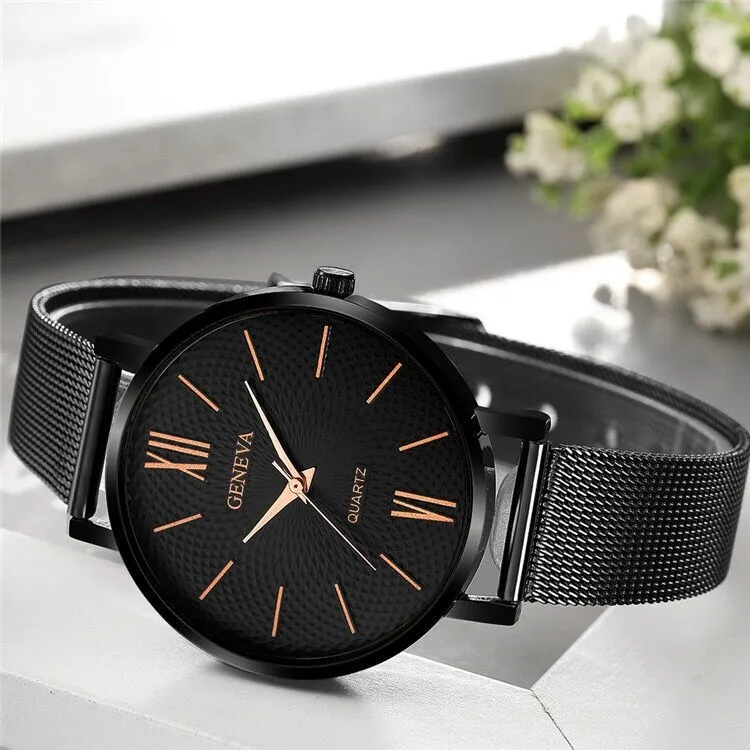 Personalized Creative Printing Women's Watch Roman Scale Fashion Mesh Strap Quartz Watch Women's