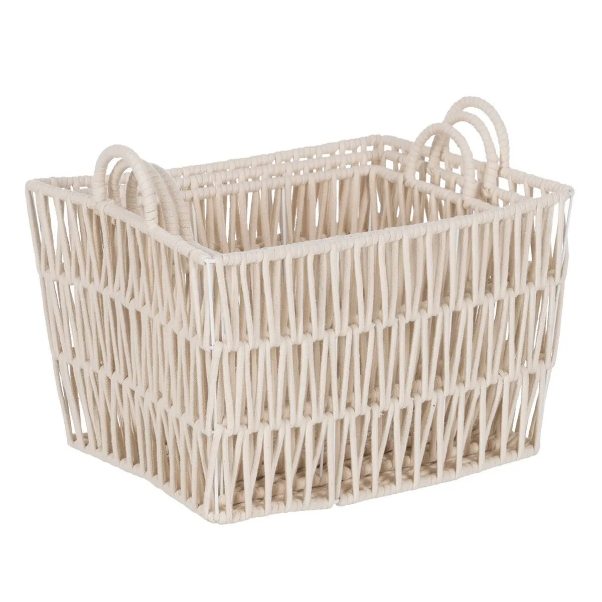 Set of Baskets White Rope 45 x 35 x 36 cm (3 Pieces)