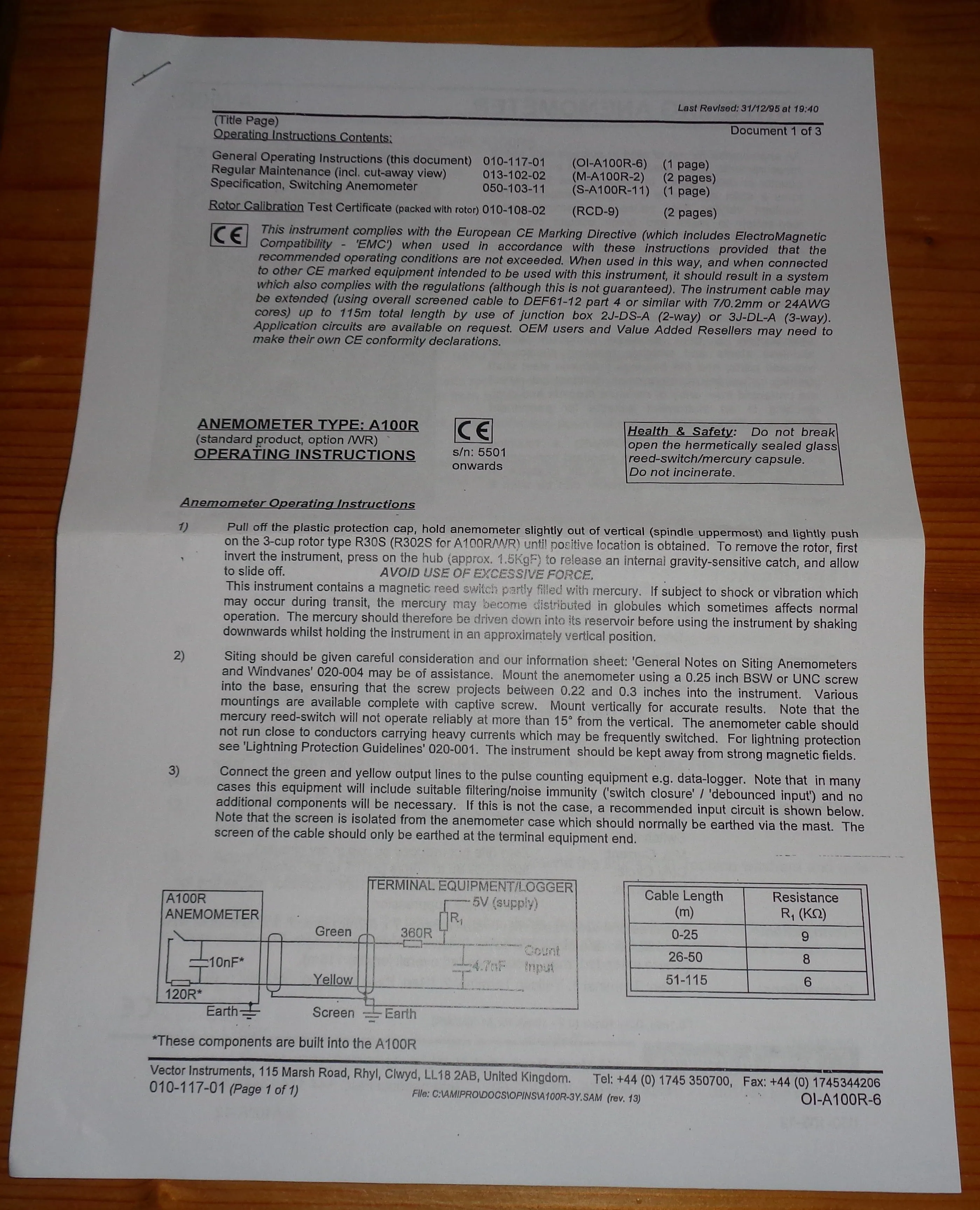 Vector Instruments A100R Switching Anemometer