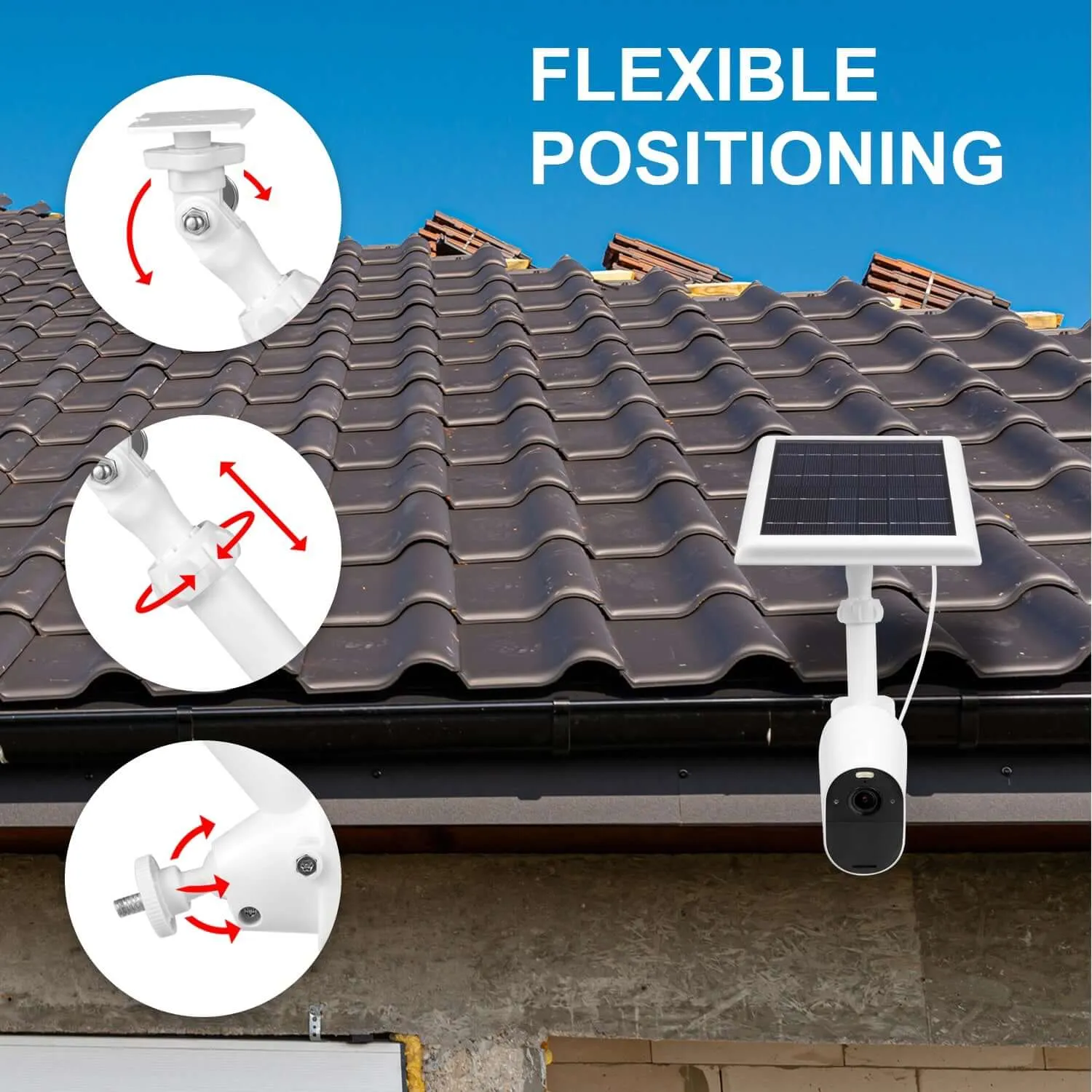 Wasserstein 2-in-1 Universal Gutter Mount for Camera & Solar Panel | Wyze, Blink, Ring, Arlo, & Eufy Cams